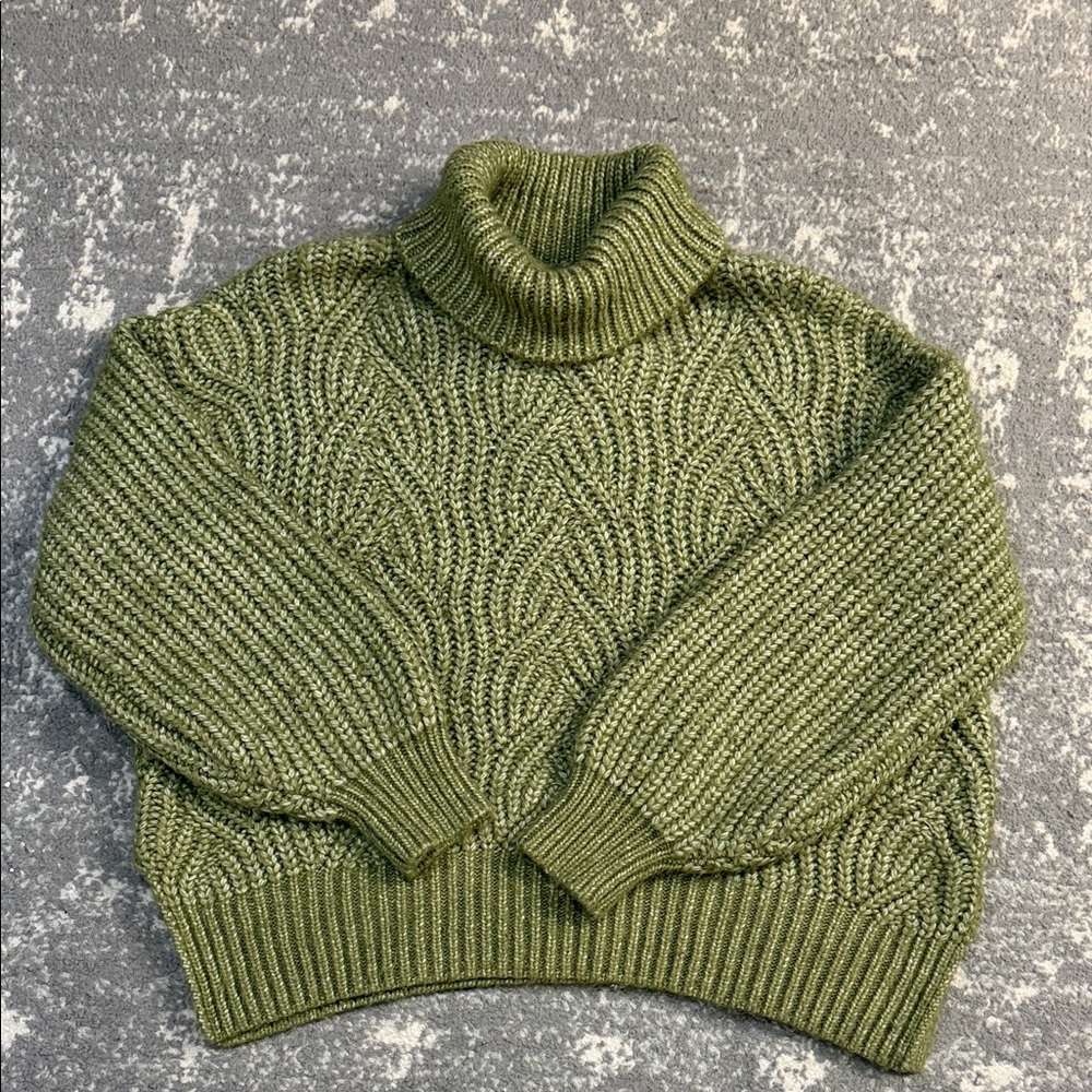 a new day Green Cable Turtleneck Sweater - Picture 1 of 4